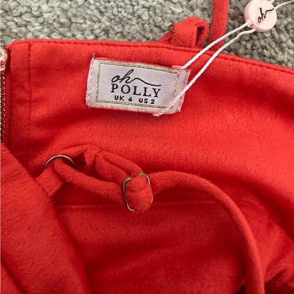 Oh Polly NEW All Eyelets On You Suede Contrast Mini Skirt and Top in Red - Picture 7 of 9